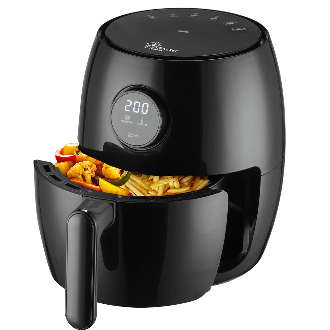 Extralink 1000W Airfryer 2L - Heissluftfritteuse mit Antihaftbeschichtung, Friteuse Heissluftfritteu