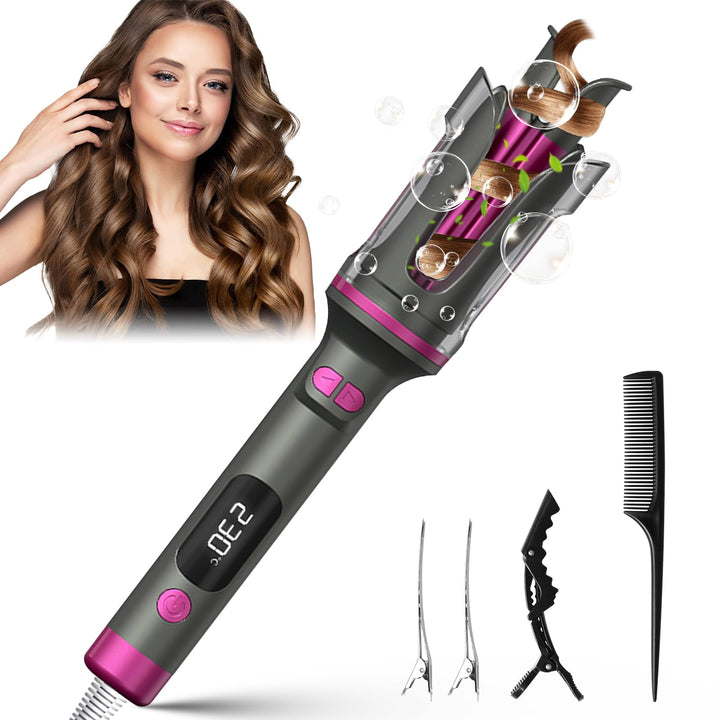 Lockenstab Automatisch Professioneller, Curling Iron, Rotierender Anti-Verbrühungs-Keramik-Lockensta
