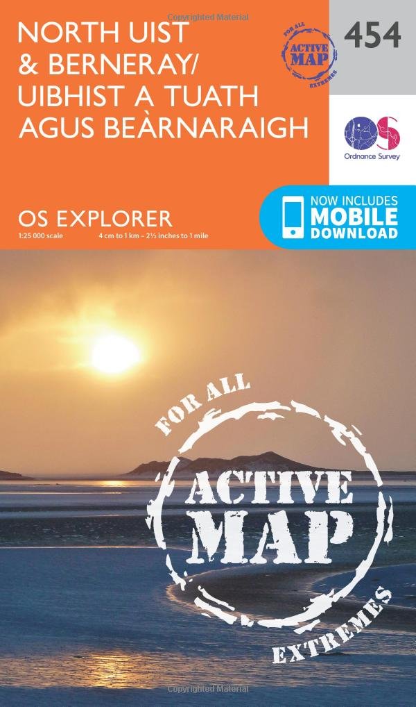 North Uist and Berneray/Uibhist a Tuath Agus Bearnaraigh (OS Explorer Active Map, Band 454), Karte