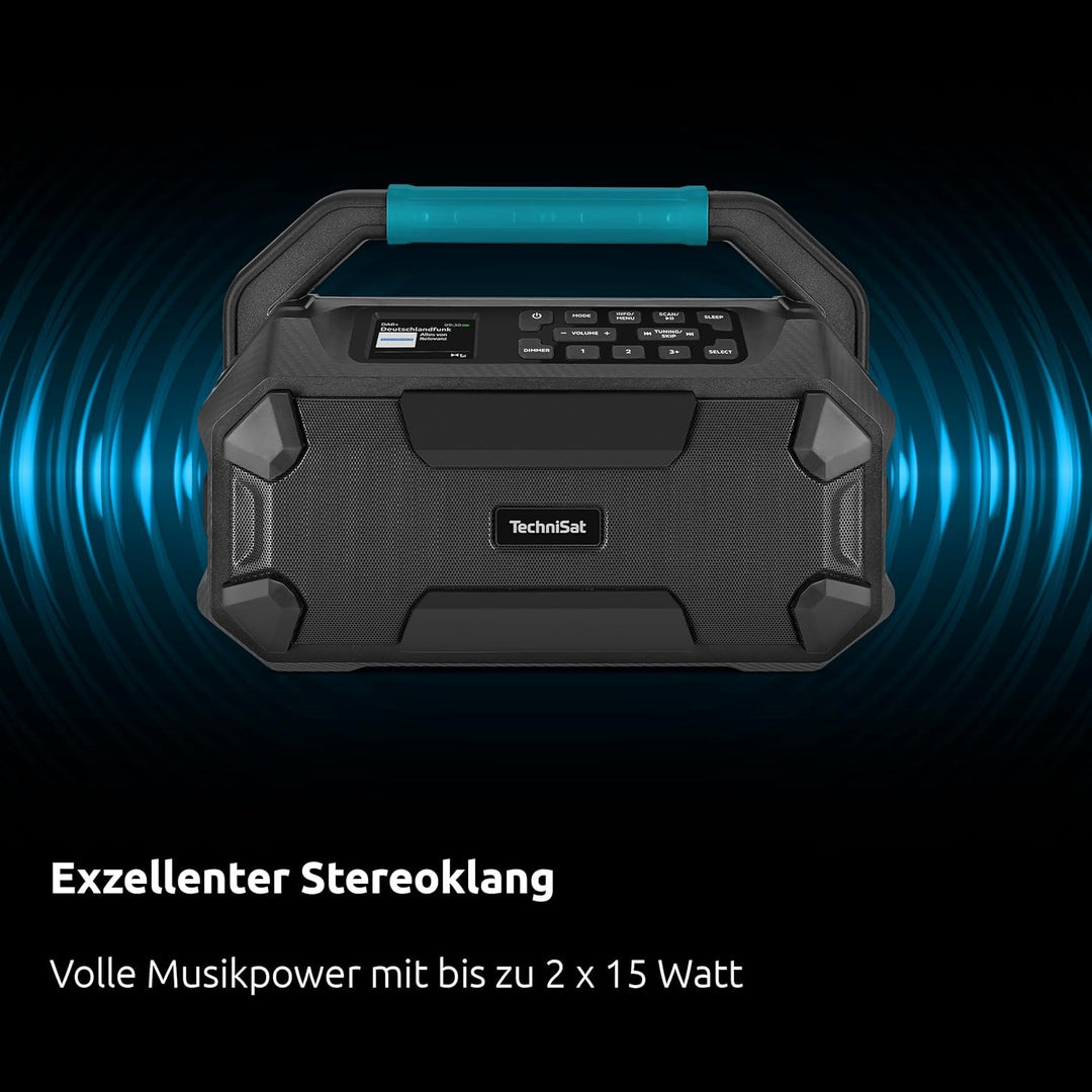 TechniSat Viola 231 OD – Makita Akku kompatibles Baustellenradio (DAB+, UKW, AUX in, Bluetooth, IPX4
