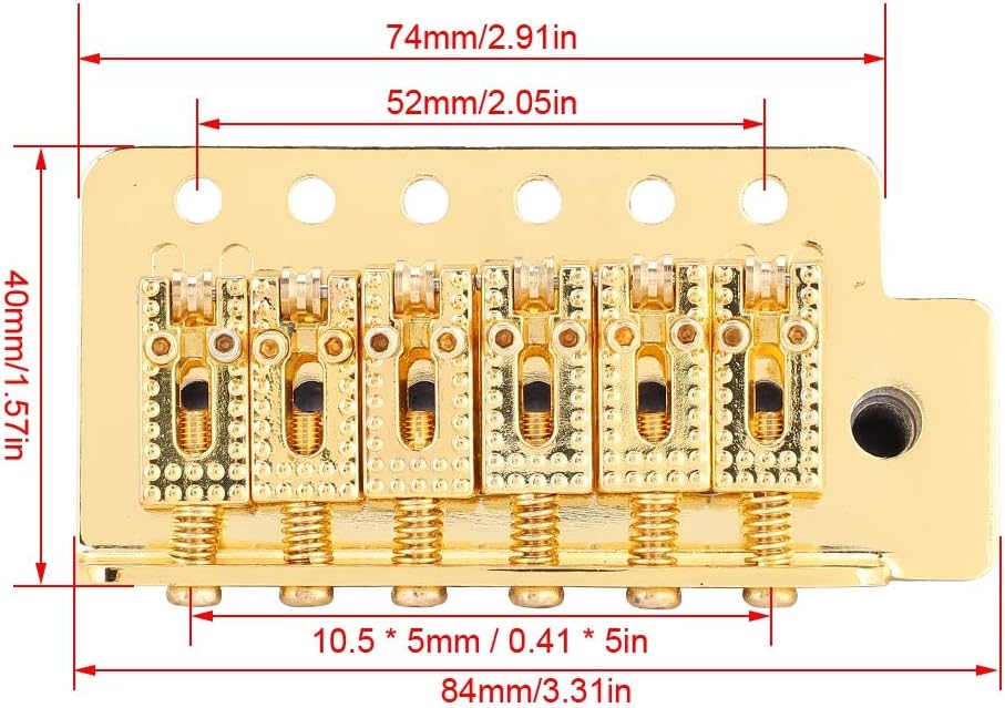 Single Tremolo Bridge Gitarren-Tremolo-System mit Roller E-Gitarren-Zubehör für ST-Gitarre(Gold), Go