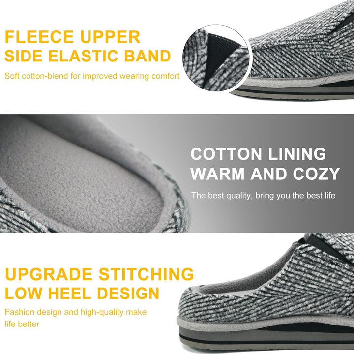 ONCAI Hausschuhe Herren Komfort Pantoffeln Plüsch Streifen Hüttenschuhe Wärme Cord Flauschig Slipper