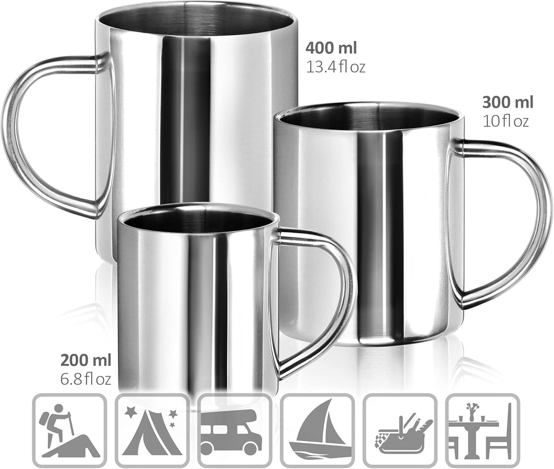 com-four® 2x Edelstahl Thermobecher - 400 ml je Becher - Isolierbecher doppelwandig - Kaffeetasse br