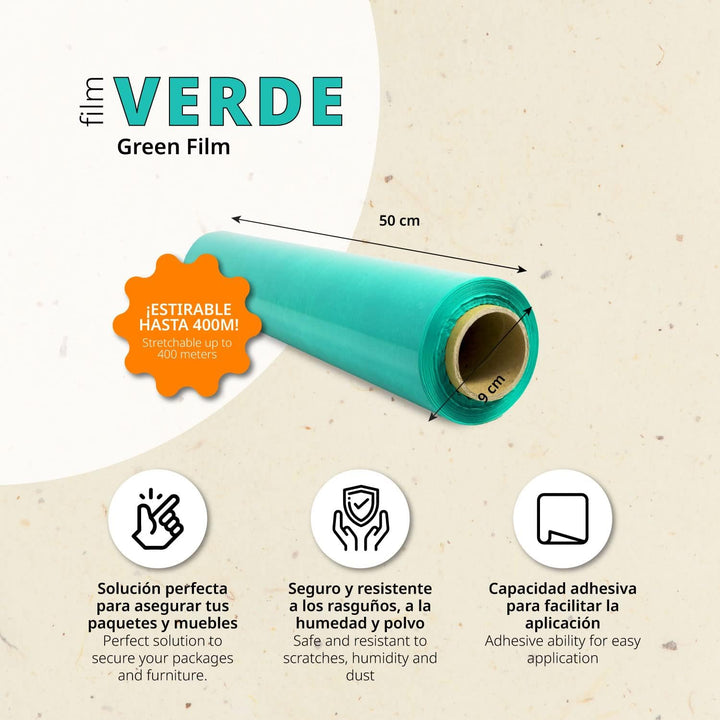 Stretch-Verpackungsfolie, grüne Kunststofffolie zum Verpacken, schützende Kunststoffrolle für Versan