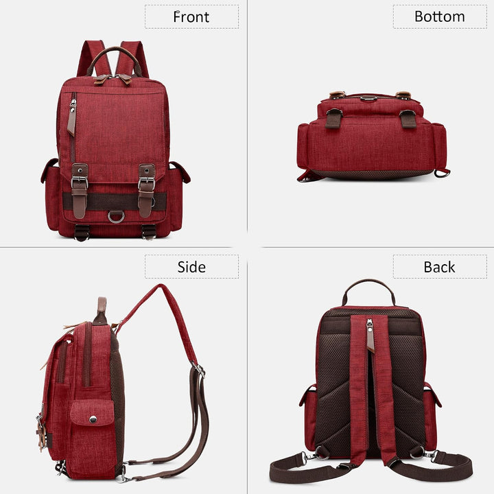 Mode Herren Rucksack Sling Bag Vintage Daypack für 10,9 Zoll iPad mit Griff Mehrere Taschen Brusttas