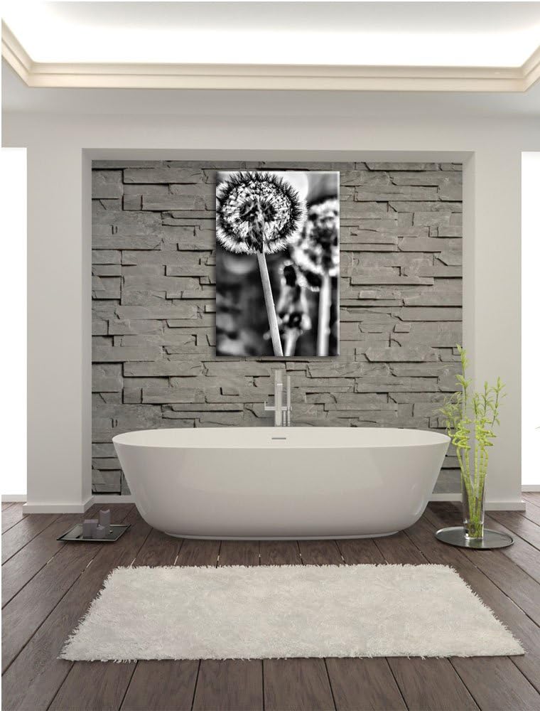Monocrome, Pusteblume, Format: 100x70 auf Leinwand, XXL riesige Bilder fertig gerahmt mit Keilrahmen
