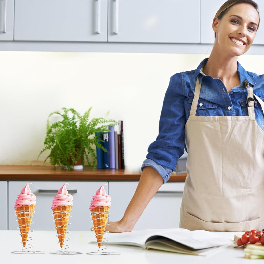 ULTECHNOVO Eistütenhalter Edelstahl 4 Stück Eiscreme-Präsentationsständer Kegelhalter Für Kuchen Und