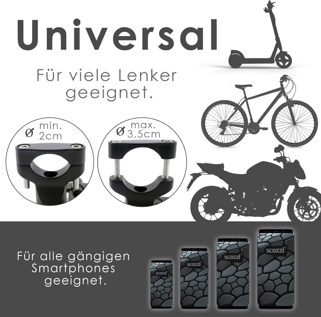 Handyhalterung Fahrrad Motorrad Quad Alu Metall Handy Halterung Halter Universal z.B. kompatibel mit