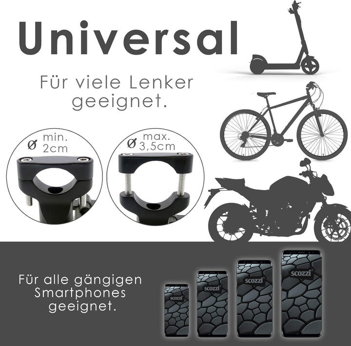 Handyhalterung Fahrrad Motorrad Quad Alu Metall Handy Halterung Halter Universal z.B. kompatibel mit