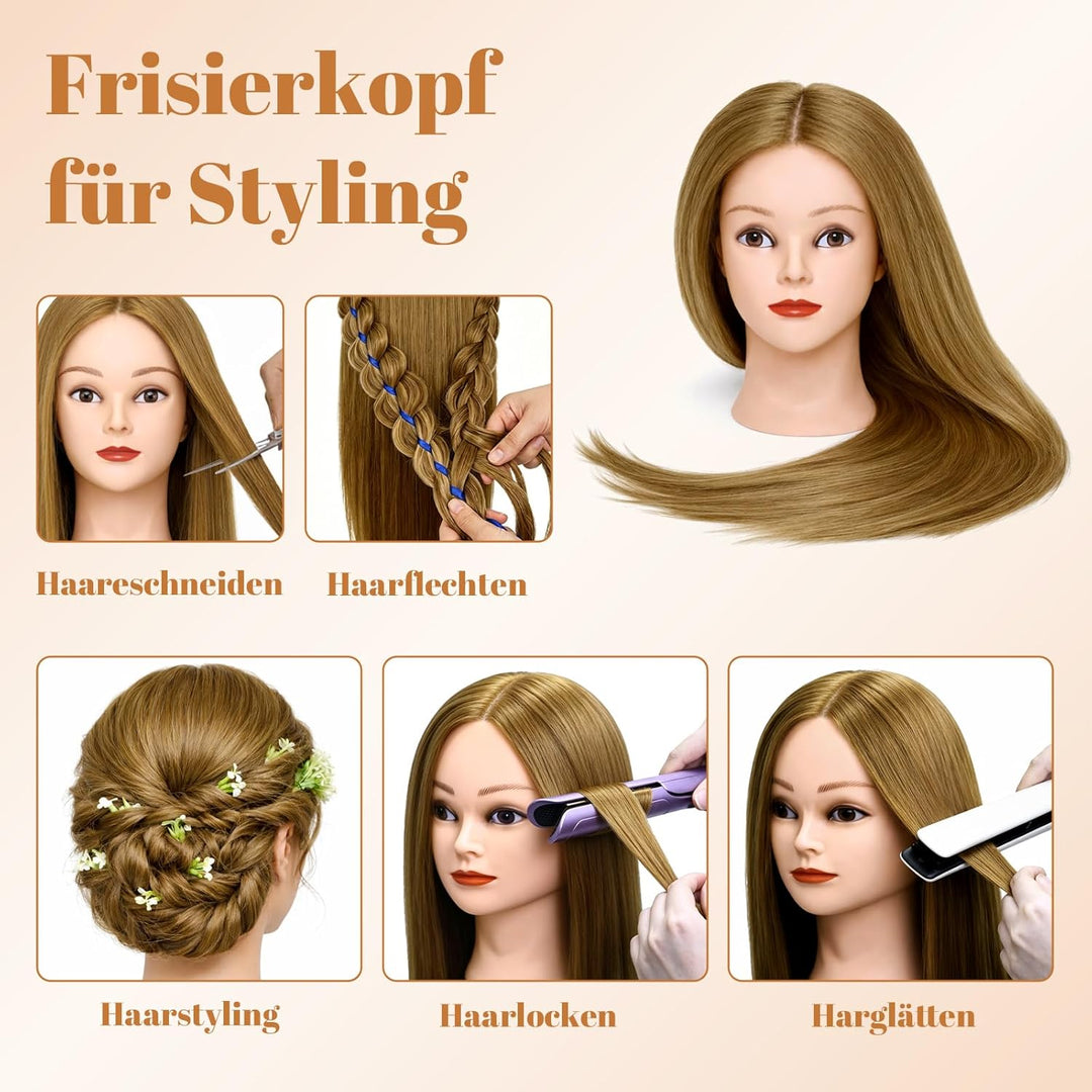 80% echtes menschliches Haarstylingkopf, TwoWin 26 "brauner Friseurkopf, Schaufensterpuppenkopf, Für