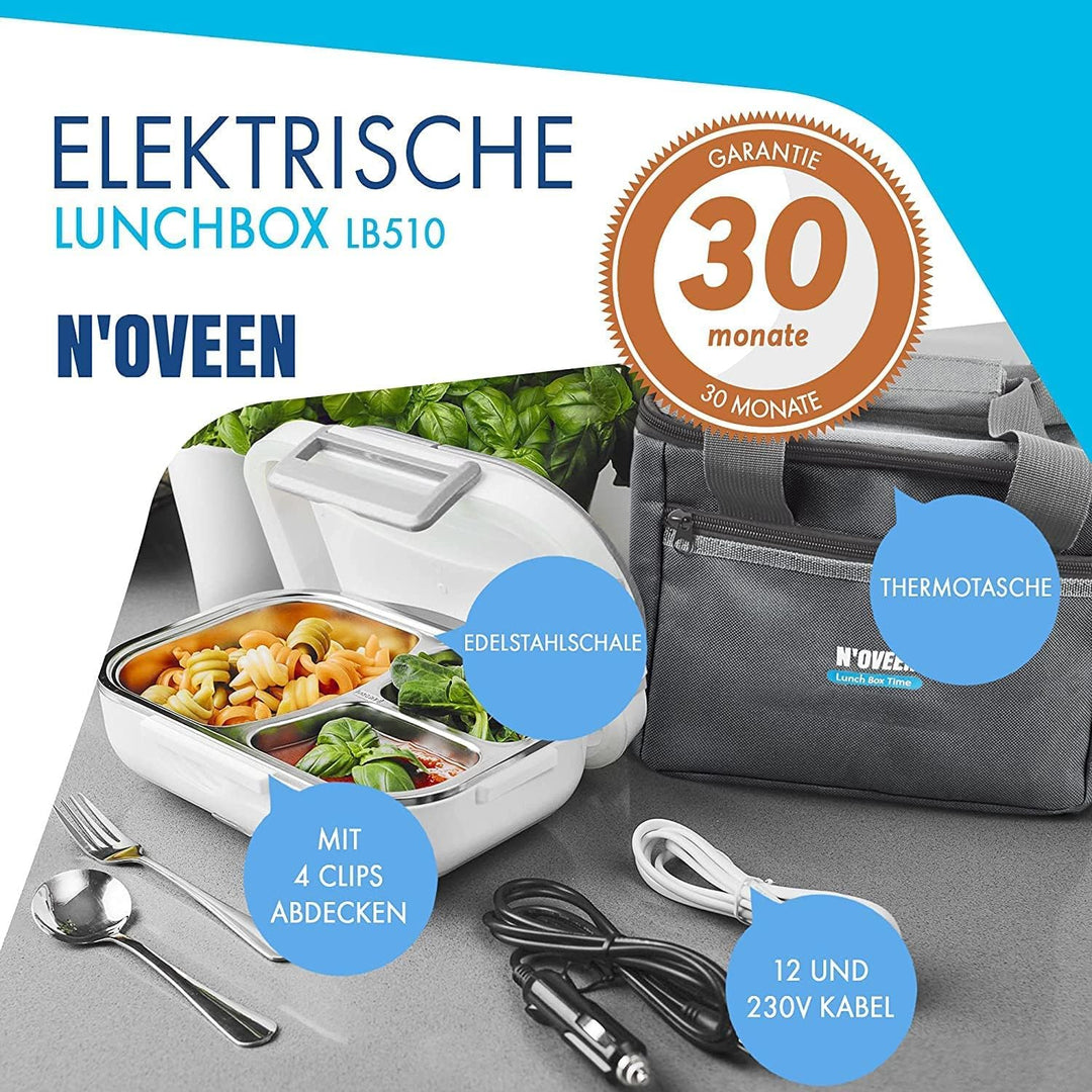 N'OVEEN Elektrische Lunchbox LB520 Speisenwärmer, Thermo Lunchbox Heizplatte mit 1 Liter Fassungsver