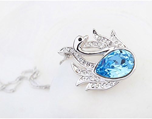 Bungsa Damenkette 45cm silberfarben Halskette BLUE SWAN - Anhänger in Schwanenform mit strahlendem K