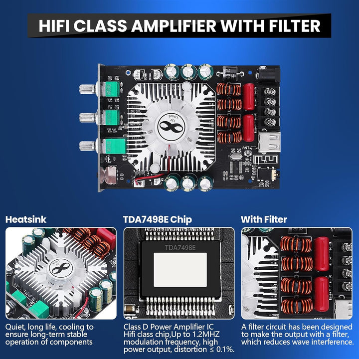 HiFi Verstärker mit Bluetooth ZK-1602T Mini Stereo-Audioverstärker 2.0 Kanal 160W+160W Stereo Mini v