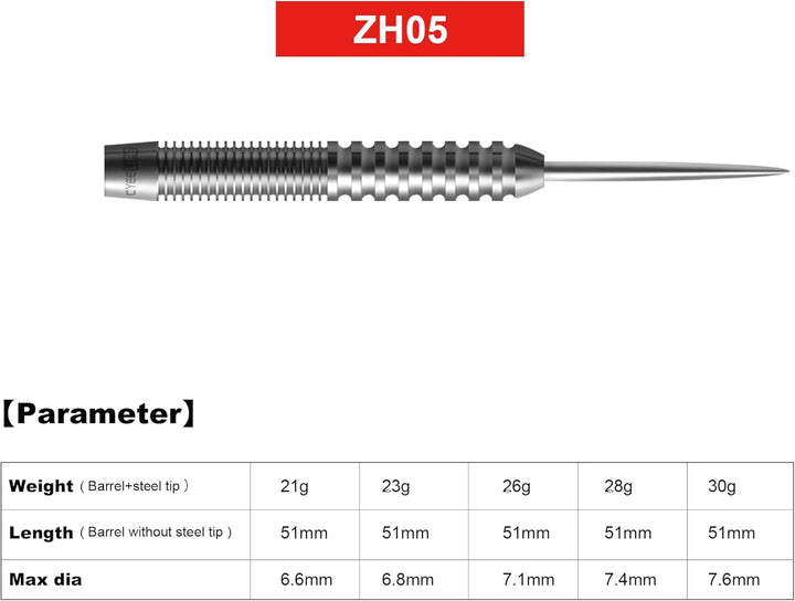 CyeeLife 21/23/26/28/30g Tungsten Steel Dart Barrels 90%,Schwarz/Silber,ZH05 23g silber, 23g silber