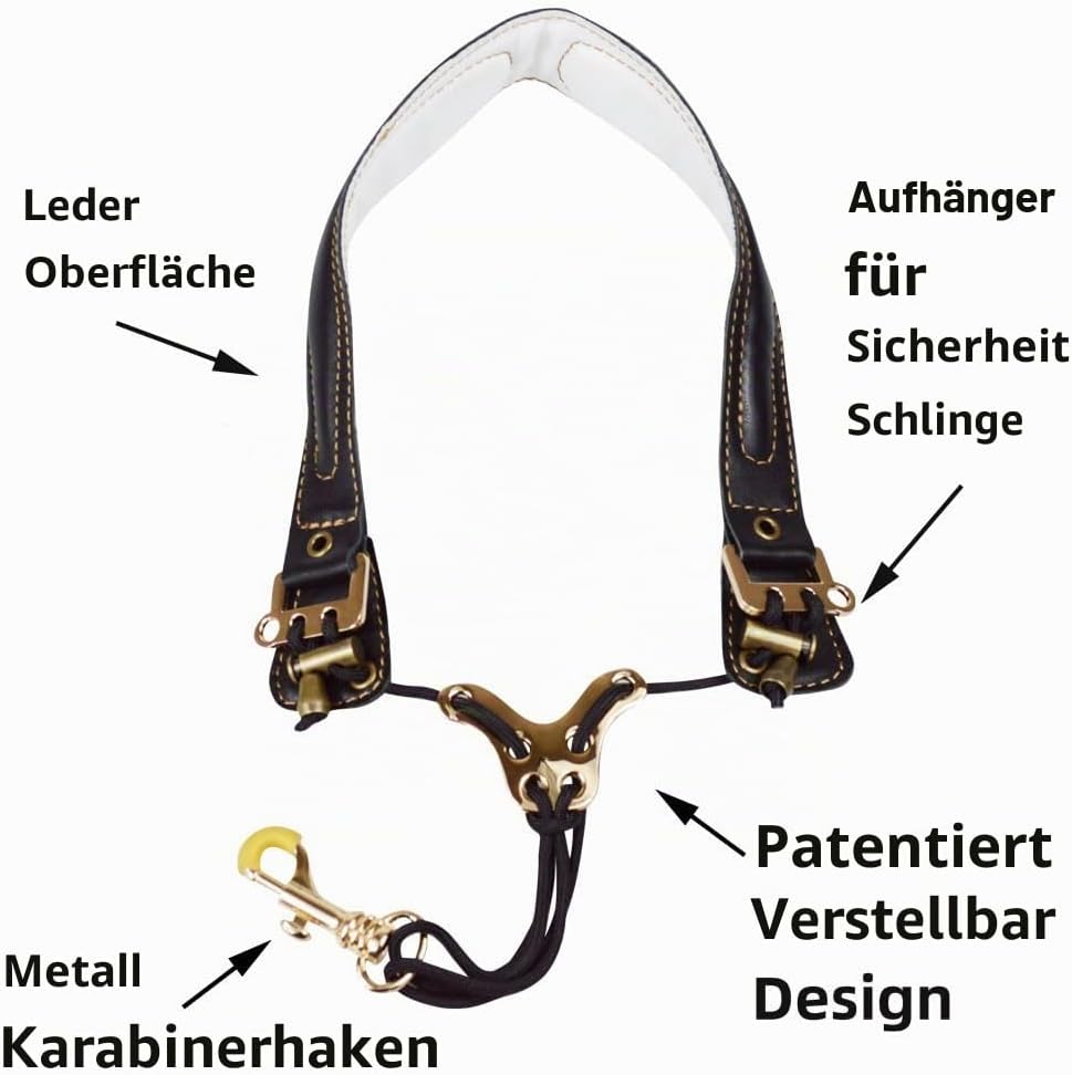 adorence Premium Saxophon Gurt (handgefertigt mit echtem Leder, atmungsaktivem Polster und Metallhak