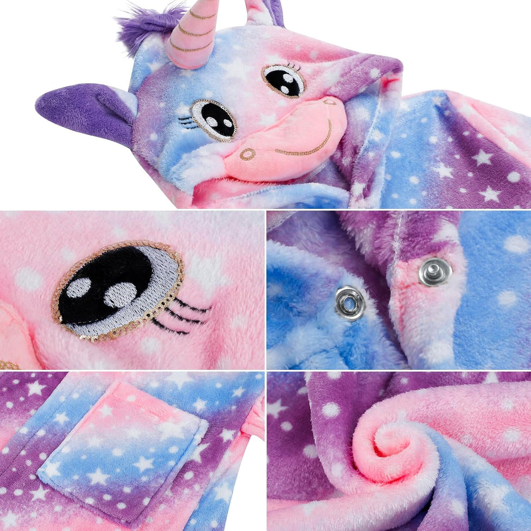 KAKU NANU Bademantel Kinder Mädchen Einhorn 4-11 Jahre Flauschig Warm Plüsch Bademantel Kuschelig Mo