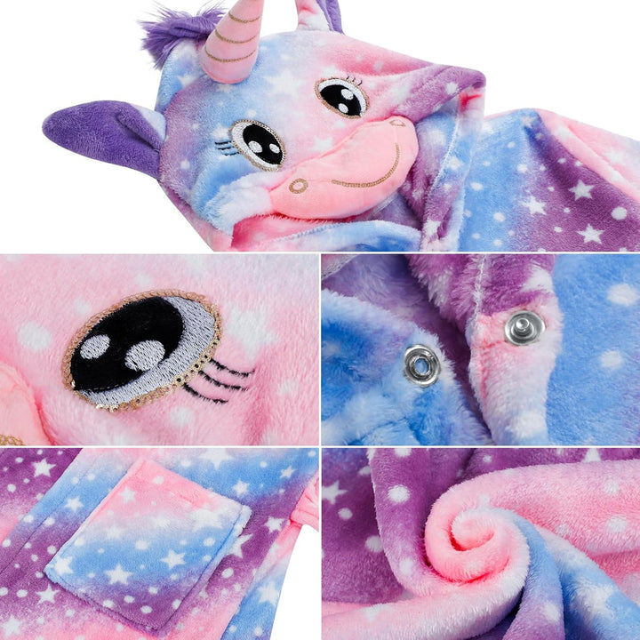 KAKU NANU Bademantel Kinder Mädchen Einhorn 4-11 Jahre Flauschig Warm Plüsch Bademantel Kuschelig Mo