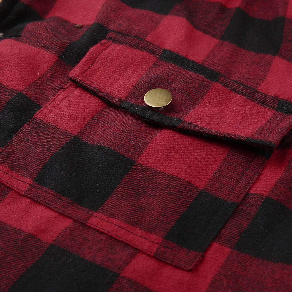 Duohropke Herren Thermohemd Holzfäller Hoodie Jacke Kariert Warm Gefüttert Winter Holzfällerhemd Win