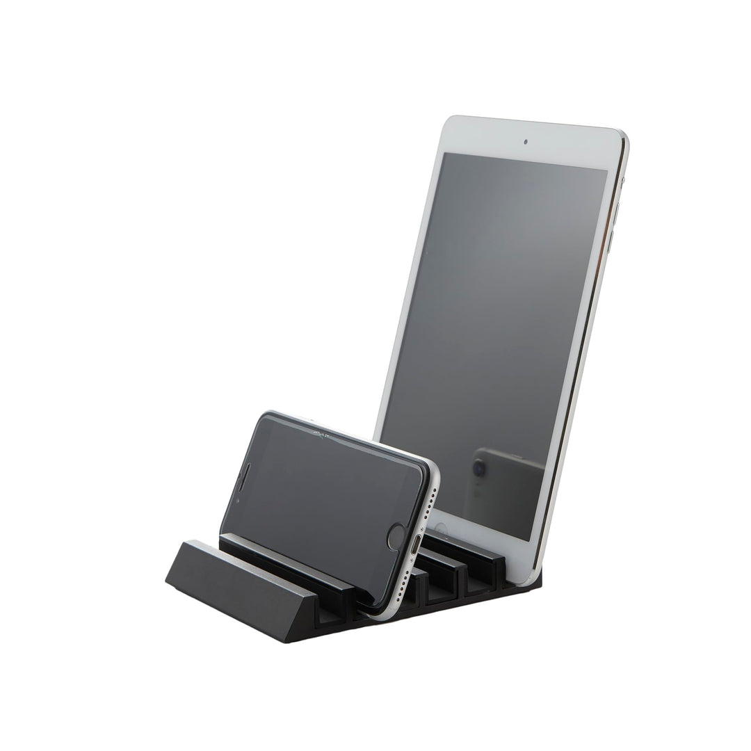 Yamazaki 5275 Tower Tablet- & Smartphone-Ständer, schwarz, Aluminium/Silikon, Minimalistisches Desig