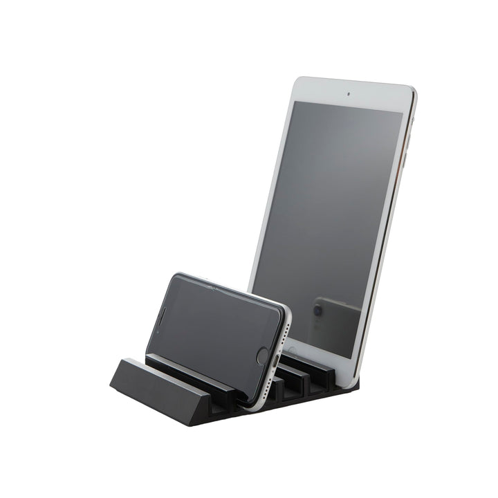 Yamazaki 5275 Tower Tablet- & Smartphone-Ständer, schwarz, Aluminium/Silikon, Minimalistisches Desig