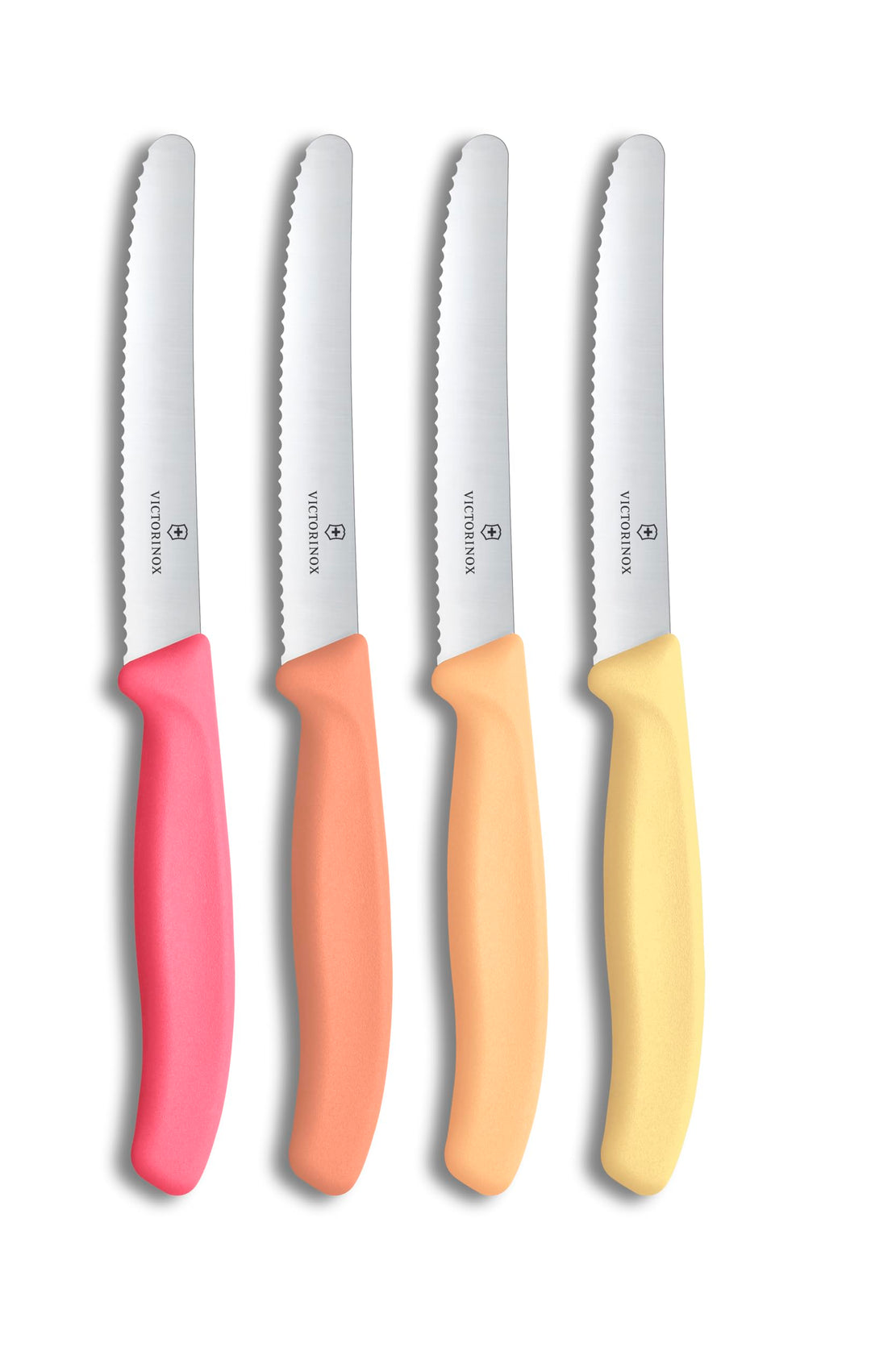 Victorinox Swiss Classic Frühstücksmesser, Brötchenmesser, Set 4teilig, Scharfe Klinge, Wellenschlif