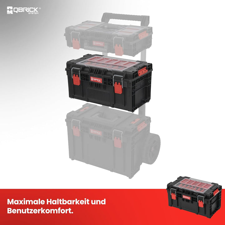 Qbrick System Werkzeugkoffer Prime Toolbox 250 Expert Black Werkzeugkasten mit 7 Behälter Robust IP6