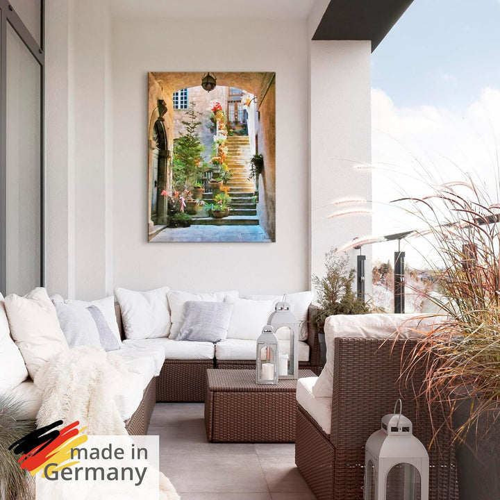 ARTland Wandbild Alu Verbundplatte für Innen & Outdoor Bild 45x60 cm Gemälde Architektur Blumen Ital