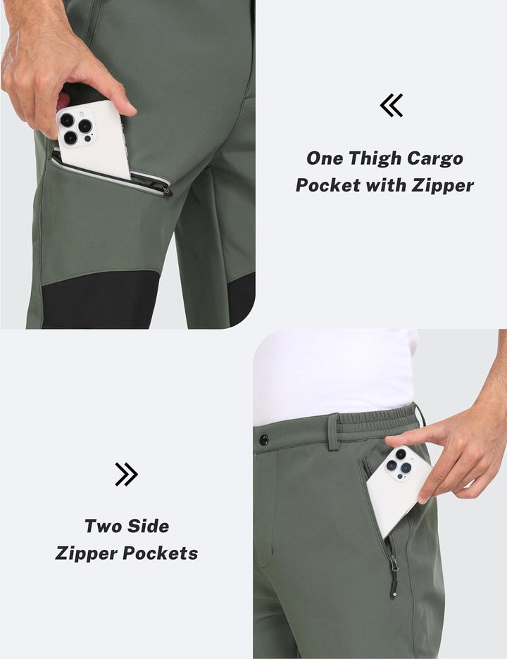 MoFiz Herren Wanderhose Warm Gefüttert Outdoorhose Wasserdicht Skihose Softshellhose Winddicht Arbei