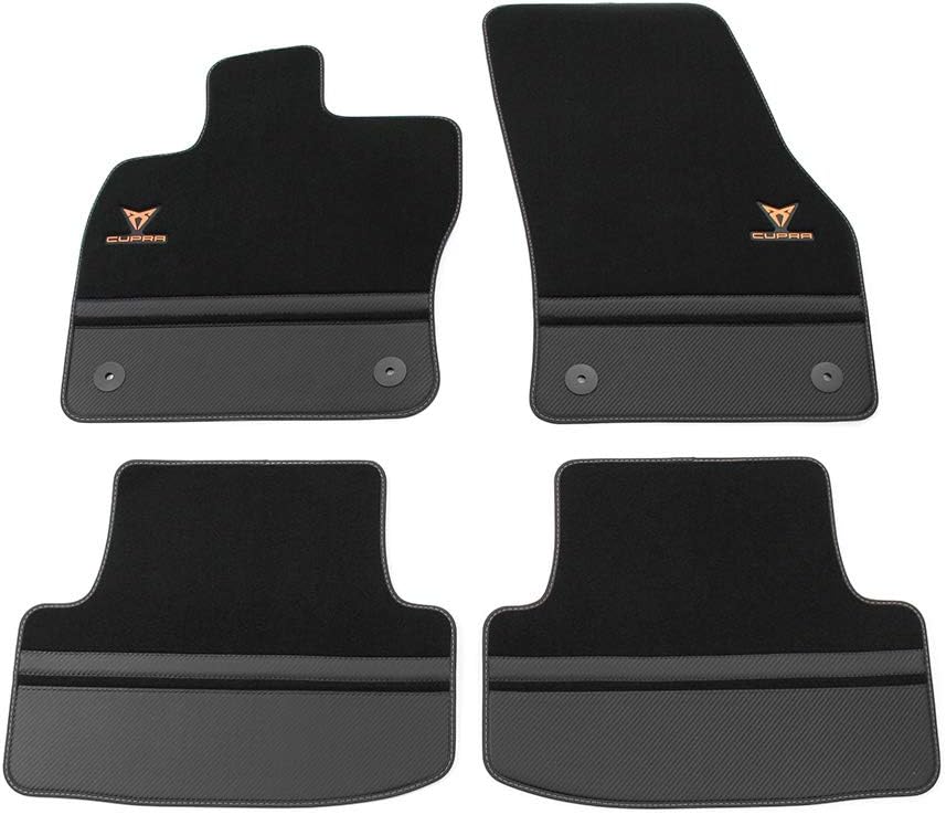 Seat 576863011BLOE Textil Fussmatten Cupra Stoffmatten 4X Premium Matten Schwarz/Kupfer