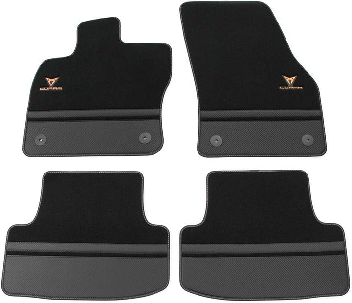 Seat 576863011BLOE Textil Fussmatten Cupra Stoffmatten 4X Premium Matten Schwarz/Kupfer