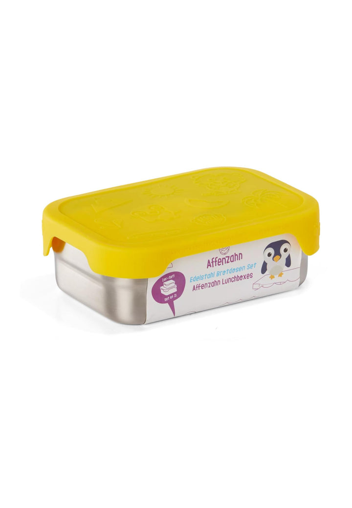 Affenzahn Edelstahl Brotdosen Set inkl. Snack-Box Silikon-Deckel BPA-frei Spülmaschinenfest Tiger, T