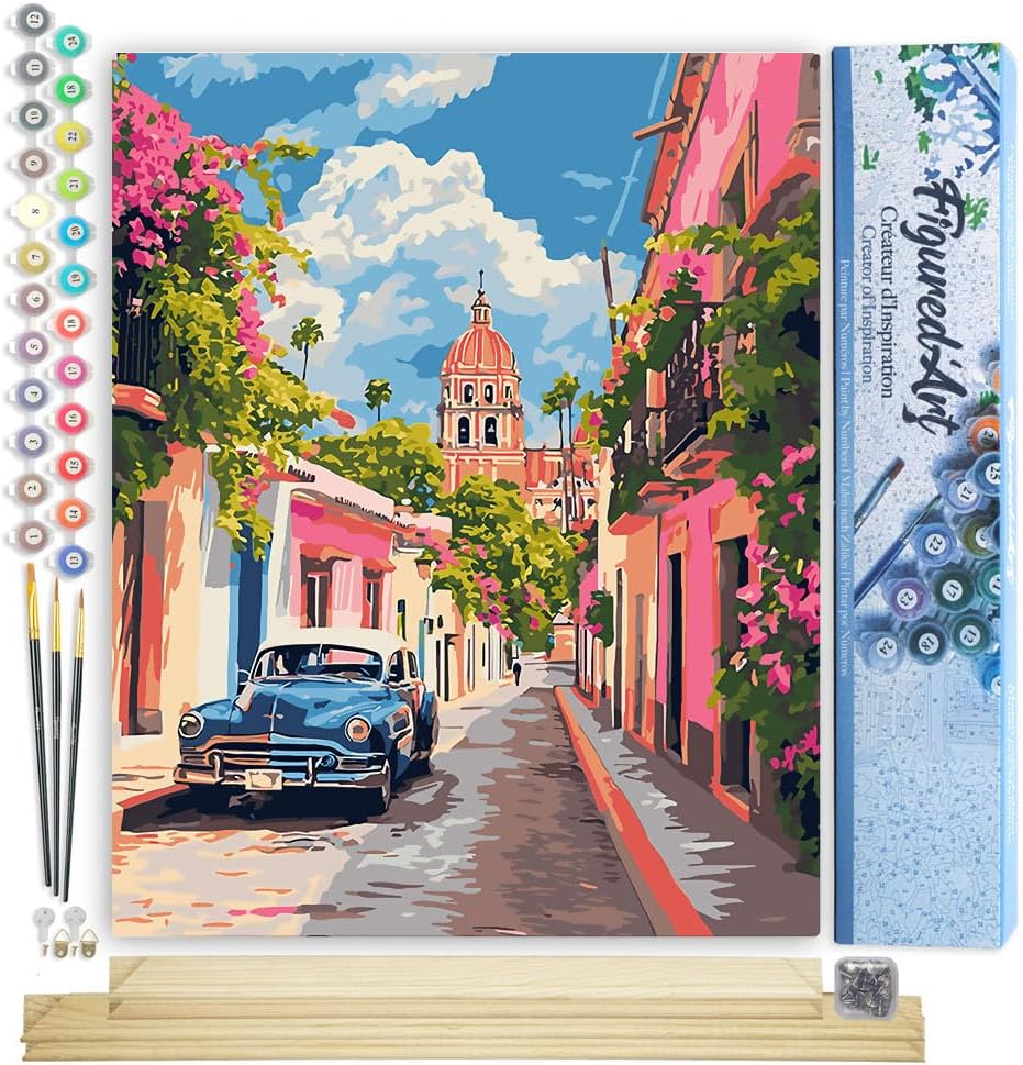 Figured'Art Malen Nach Zahlen Erwachsene Mit Rahmen Oldtimer Auto in Mexiko City - Paint by Numbers