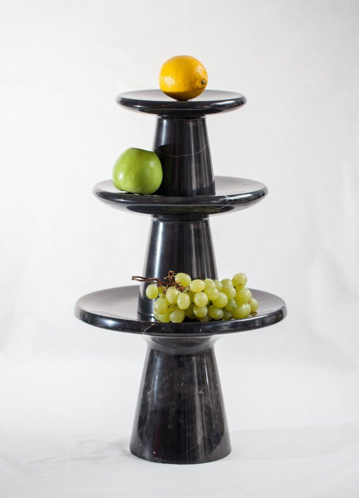Edle Design Etagere aus schwarzem Marmor als Servierplatte oder Kuchentellerfür die Festtafel 30 x 3