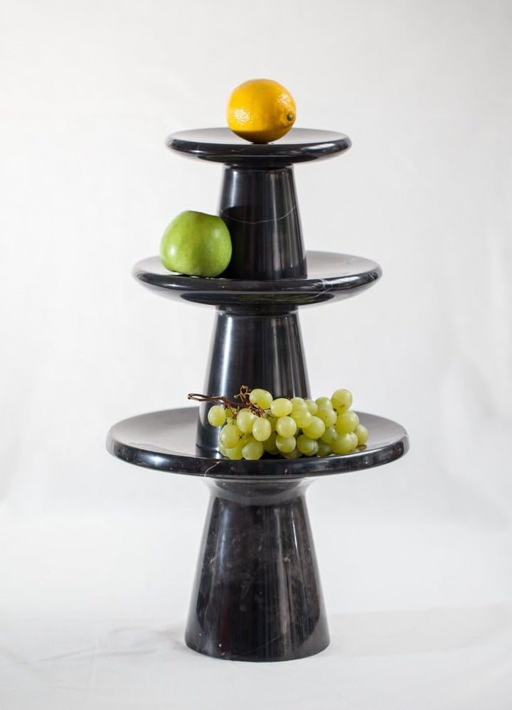 Edle Design Etagere aus schwarzem Marmor als Servierplatte oder Kuchentellerfür die Festtafel 30 x 3