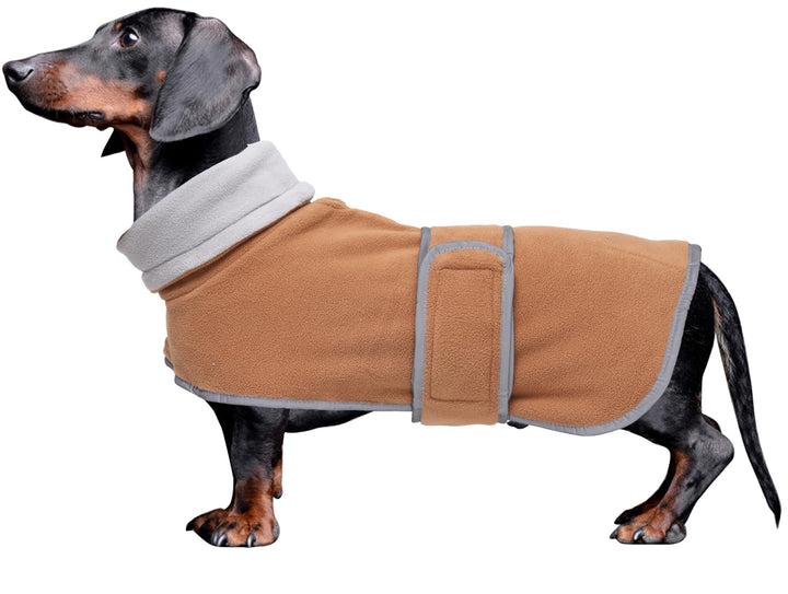 MOREZI Winterhundejacke mit wattiertem Flusenfutter, verstellbarem Klettknopf und hochklappbarem Ste
