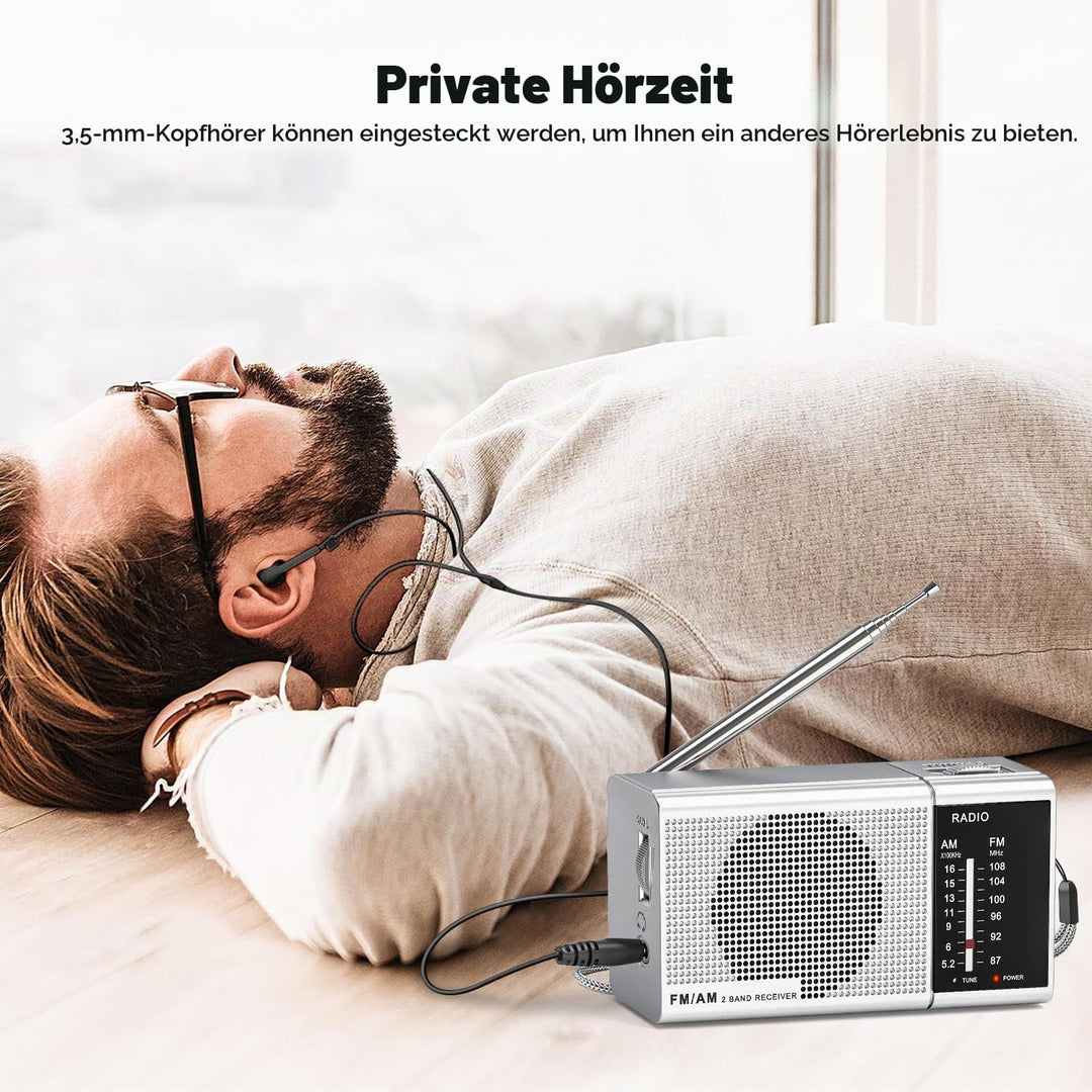 Tendak Klein Radio Batteriebetrieben AM FM, Transistorradio Tragbares Radio mit Grossartiger Empfang