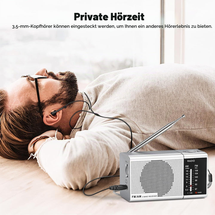 Tendak Klein Radio Batteriebetrieben AM FM, Transistorradio Tragbares Radio mit Grossartiger Empfang