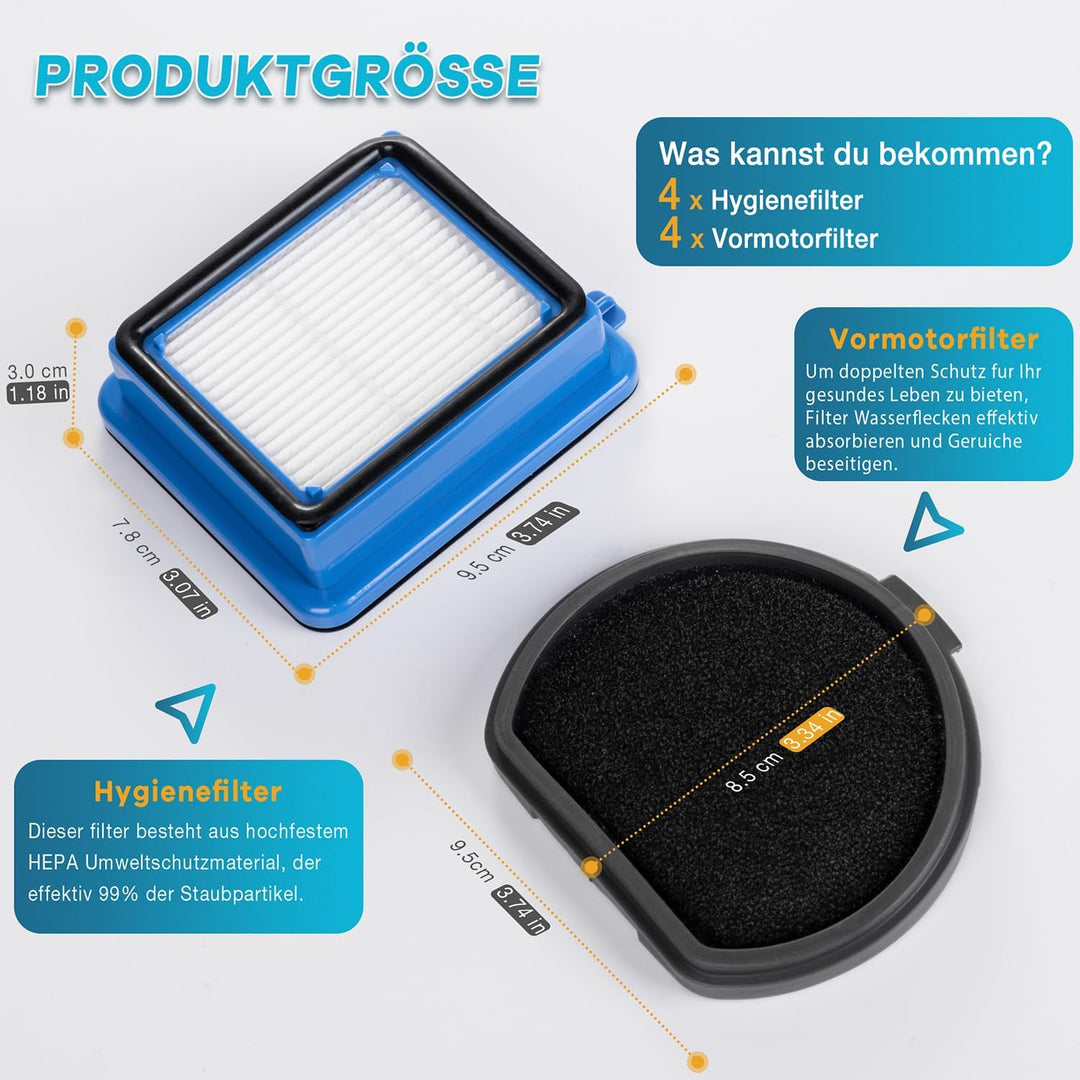 Jollsung ASPK9 Performance Kit für FX9 Staubsauger Ersatzteile Ersatzfilter, 4 Hygienefilter 4 Vormo