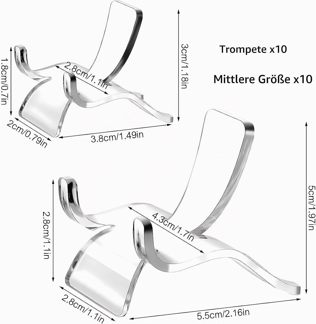 20 Stück Transparentes Acryl Display Halter Acryl Präsentationsständer-Set Kunststoff Display 5 cm u