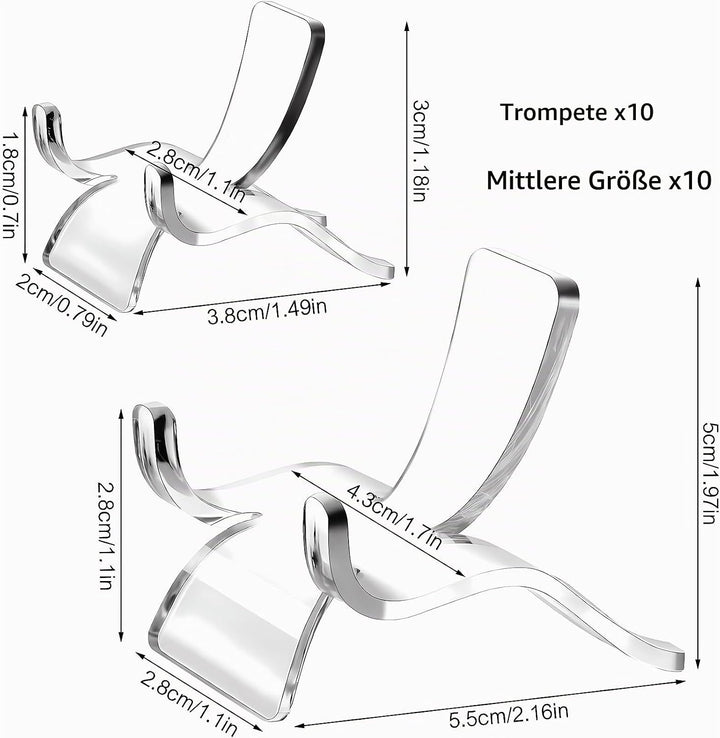 20 Stück Transparentes Acryl Display Halter Acryl Präsentationsständer-Set Kunststoff Display 5 cm u