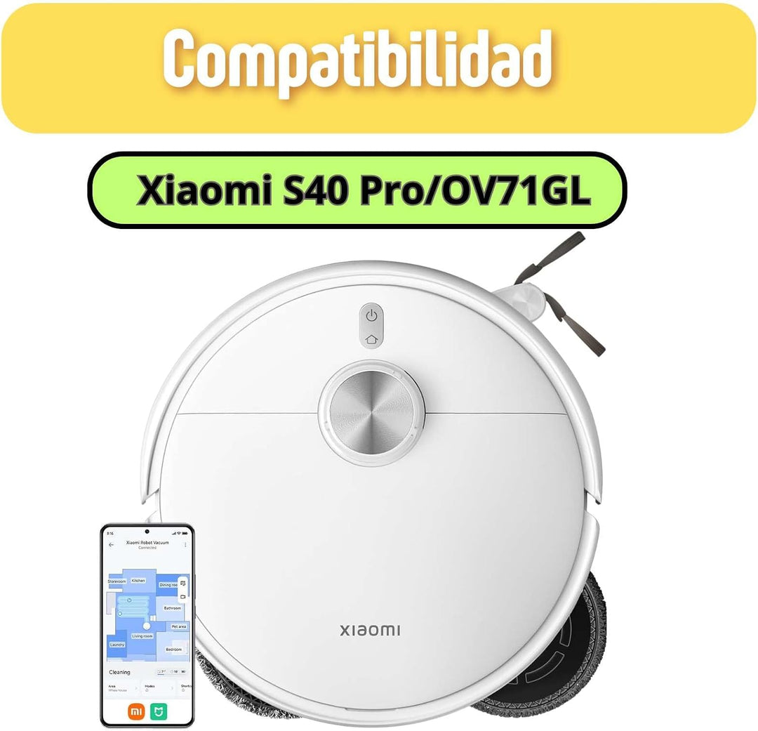 Roboparts® Ersatzteile, kompatibel mit Xiaomi S40 Pro/OV71GL. Seitenbürsten, Hepa-Filter und Ersatzw