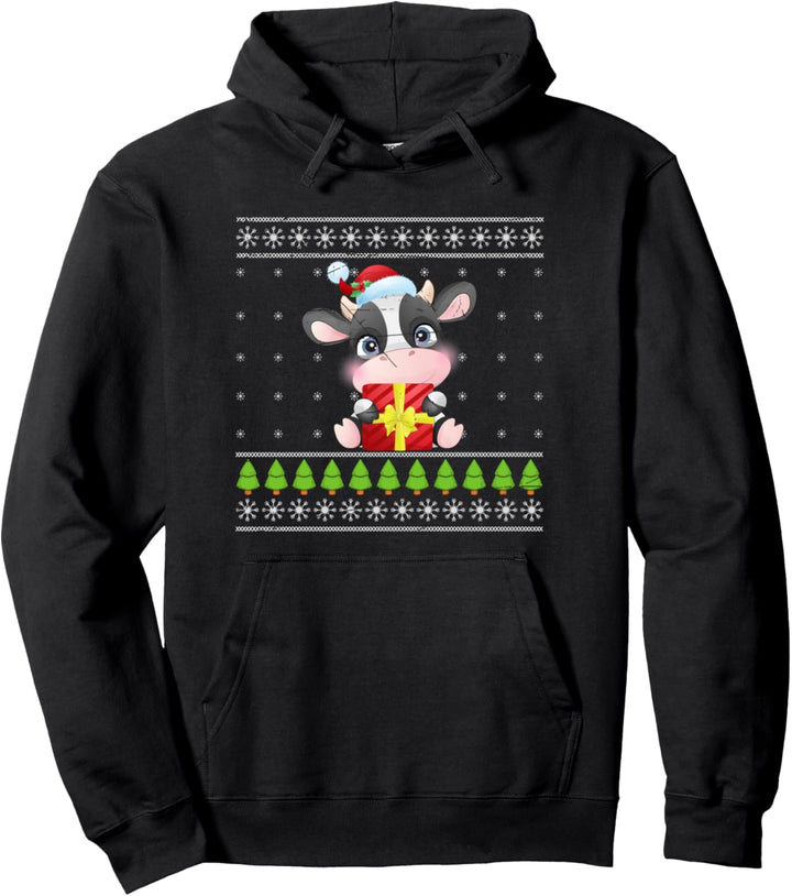 Weihnachten Geschenk Farm Tier Bauer Ugly Christmas Kuh Pullover Hoodie
