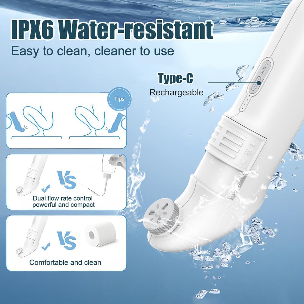 Po Dusche Elektrische,Portable Bidet,Tragbares Bidet Handbrause Mit 2.5 L Peri Bottle,Akku Podusche