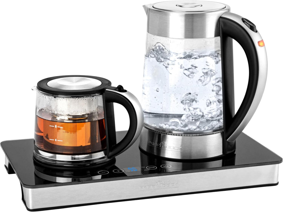 ProfiCook® Tee und Kaffeestation in Einem | 1,7 Liter hitzebeständiger Wasserkocher | Teekanne aus G