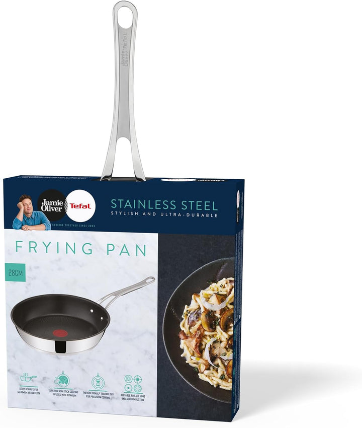 Tefal Jamie Oliver Cook's Classics Bratpfanne 28 cm, Pfanne Induktion, Antihaftversiegelung, Thermo-