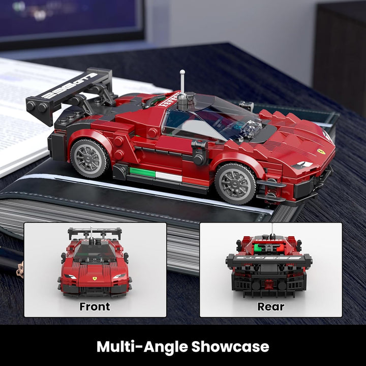 Mould King 27087 Technik Sportwagen Bausteinsets mit Acryl Vitrine Modellautos zum Sammeln, Geschenk