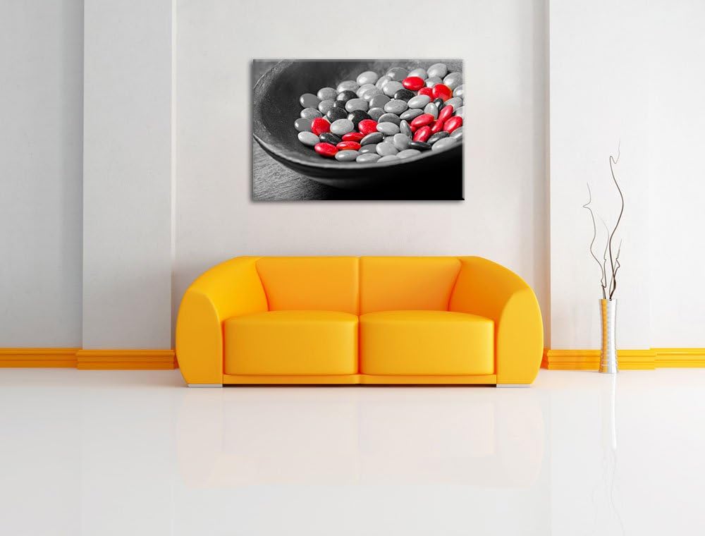 Schokolade Smarties Schoko Süssigkeiten schwarz/weiss Format: 100x70 auf Leinwand, XXL riesige Bilde