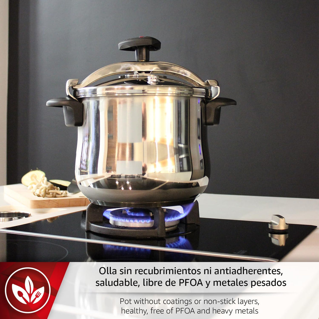 MAGEFESA 01OPSTABO08 Traditioneller Schnellkochtopf Modell Star Pumpbeed 8L, Metall, gepumpt, 25.1 c