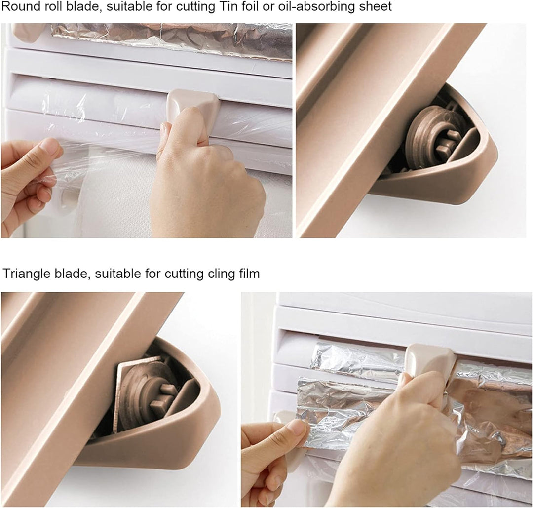 Wandrollenhalter, 3-Fach Schneidabroller, Papierrollenhalter Mit Scharfen Klingen Folienschneider Mi