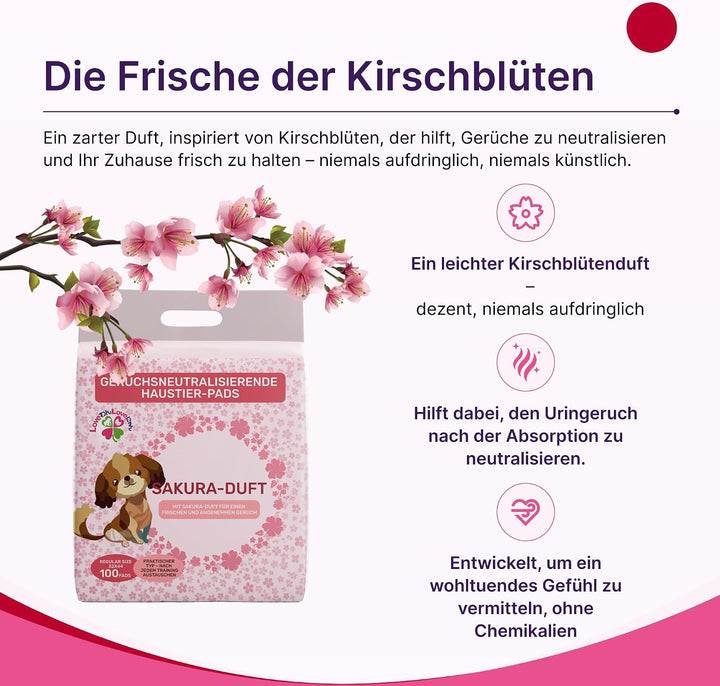 Trainingsunterlagen mit Sakura-Duft, 100 Stück, 32×44 cm, Mehrschicht-Absorptionskern, wasserdichte